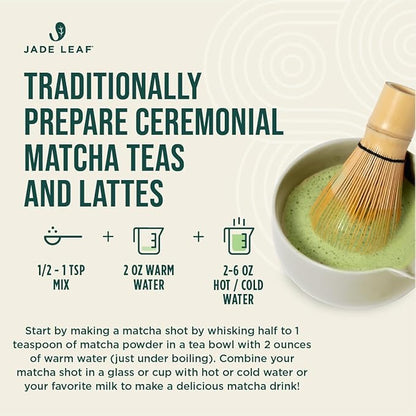 Jade Leaf Matcha Organic Premium Ceremonial Grade Matcha Green Tea Powder - Japanese - Culinary, Ingredient, Ceremonial Barista Teahouse, Latte, Collagen, 3.53 Ounce (Pack of 1), Ceremonial Teahouse Tin