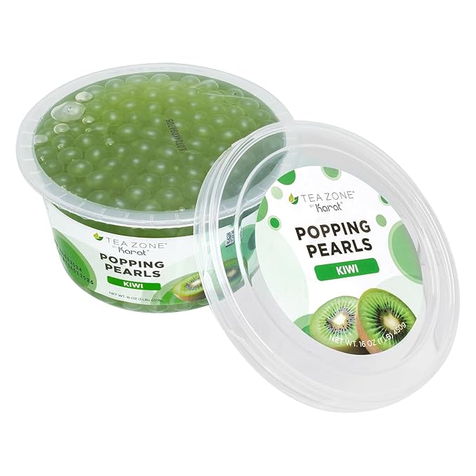 Tea Zone [1 Pound] Kiwi Popping Pearls, Bursting Pearls for Teas, Shakes, Smoothies, Dessert Toppings