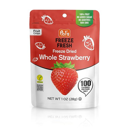 Pol’s Freeze Fresh - 6 Pack Freeze-Dried Fruit Mix – Whole Strawberry, Sliced Apple, Strawberry-Banana (1 Oz x6), No Sugar, Non-GMO, Kosher, Vegan, Gluten-Free