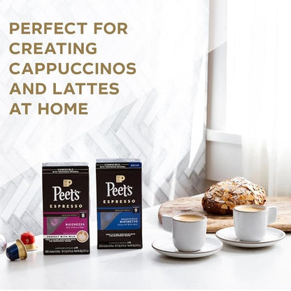 Peet's Coffee, Dark Roast Espresso Capsules, Compatible with Nespresso Original Machine - Ristretto Intensity 10, 100 Count (10 Boxes of 10 Espresso Capsules)