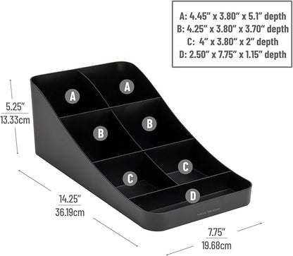 Mind Reader Cup and Condiment Station, Set of 2, Countertop Organizer, Coffee Bar, Kitchen, 7.25" L x 15.5" W x 5.25" H, Black