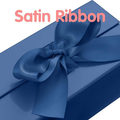 HAPPY POTATO 5 Gift Boxes with Ribbon 9x6.5x3.8 Inches, Blue Gift Boxes with Lids, Groomsmen Proposal Boxes, Magnetic Gift Boxes for Presents (Glossy Blue, Pack of 5)