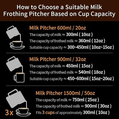 watchget Stainless Steel Milk Frothing Pitcher 12oz/350ml - Espresso Steaming Pitcher for Cappuccino, Latte Art, Coffee Machine Accessories Milk Jug Coffee Frother Cup, Orange