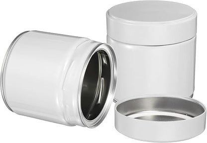 uxcell 2Pcs Round Tea Canisters, 4" x 4" Airtight Metal Tea Containers for Loose Tea, Coffee Beans, Spices - Durable, Compact, and Stylish Storage Tea Tin (White)