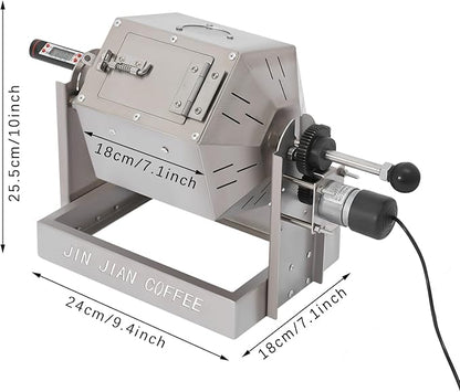 3.8L/3.45QT Coffee Roaster, Stainless Steel Coffee Bean Roaster with Cooler, 6 & 40 Mesh Sieves, Speed Controller, Thermometer, Drum Type Nuts Baker for Home and Commercial Use