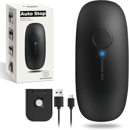 Ultrablade PRO Auto Stop Can Opener - Rechargeable Electric Can Opener for Kitchen for Seniors with Arthritis - One Touch Side Cut Opener, Smooth Edge, Handfree, Wall Mounted Small Size, Black