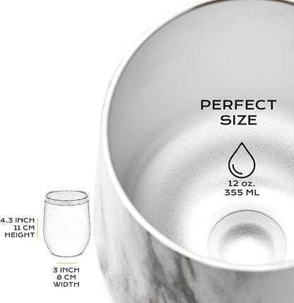 BALIBETOV 5 pcs large Yerba Mate Cup and Bombilla Kit, Includes one 12 oz Yerba Mate Gourd with Lid, Two Bombillas Mate Straw and one cleaning brush | Stainless steel | Double Walled