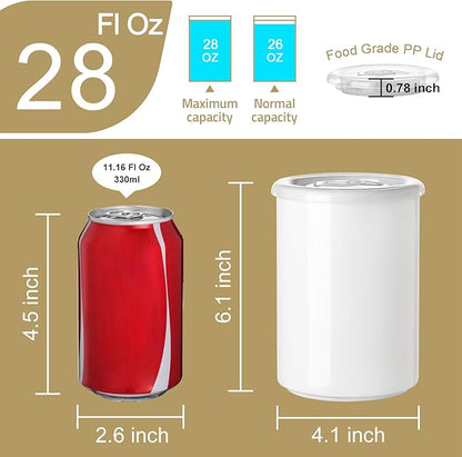 Sweejar Ceramic Food Storage Jar, Salt Container with Airtight Plastic Lid & Date Tracker, 28 Oz Kitchen Canisters for Flour, Rice, Sugar, Coffee, Spices, Pantry Organization (White)