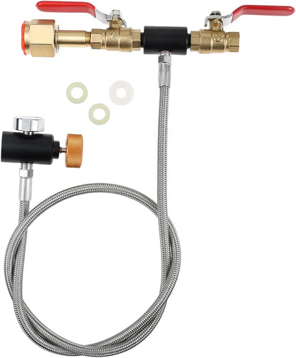 CGA320 G1/2 Co2 Cylinder Refill Adapter Hose, CO2 Refill Adapter Fill Station Connector Kit, CGA320 to TR21-4, 32inch Hose Dual Valve with Gauge
