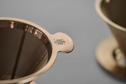 ATHIA Golden Stainless Steel Reusable Coffee Filter, Pour Over Cone Dripper with Fine Mesh, Paperless & Eco-Friendly Design, Fits Most Mugs, Carafes & Coffee Makers (Rose Golden, Standard)