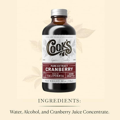 Cook's, Cranberry Extract for Breads, Muffins, Jellies, Jams, Sauces, Beverages, 4 oz
