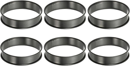 HARFINGTON 6pcs Crumpet Rings 3.94" Nonstick Round Cake Ring Stainless Steel Double Rolled English Pastry Rings for Kitchen Baking Crumpet Dessert, Black