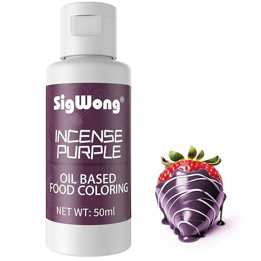 Oil Based Food Coloring for Chocolate - 50ml Incense Purple Upgraded Edible Oil Based Food Dye for Cake Decorating, Baking, Candy Melts, Cookie, Icing Frosting, Fondant, Meringues - 1.69 Fl.Oz Bottles