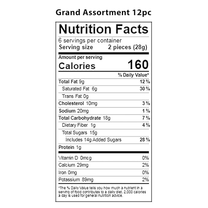 Vermont Nut Free Chocolates Boxed Chocolates (Grand Assortment) 12-Piece