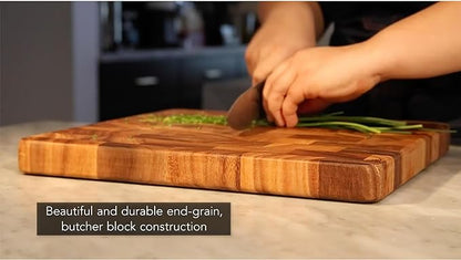 Ironwood Gourmet 28218 Square Charleston End Grain Chef's Board , Acacia Wood 14" Square