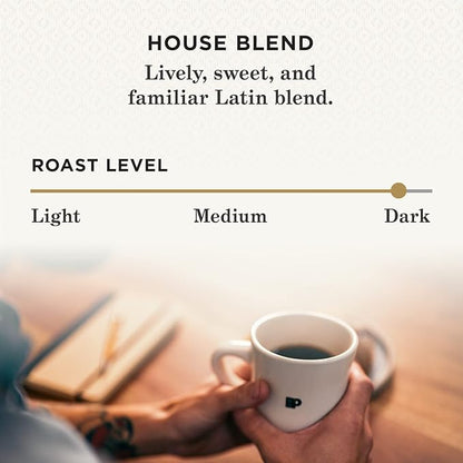 Peet's Coffee, Dark Roast Single Serve Coffee Pods - House Blend 88 Count (4 Boxes of 22 Pods)