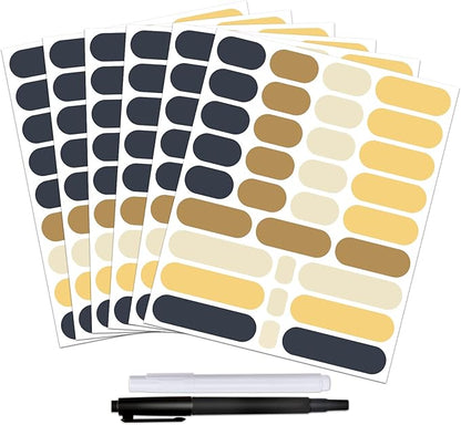 192pcs Removable Waterproof Food Labels with 2 Markers, Write-on Colored Chalkboard Kitchen Sticker Labels for Food Storage Containers, Spice Jars Bottles, Home Pantry Organization