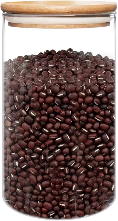 umieo 50oz (1400ml) Glass Jar with Lid Airtight Food Storage Container Bamboo Large Clear Canisters Hold Coffee Beans Candy Nuts Sugar