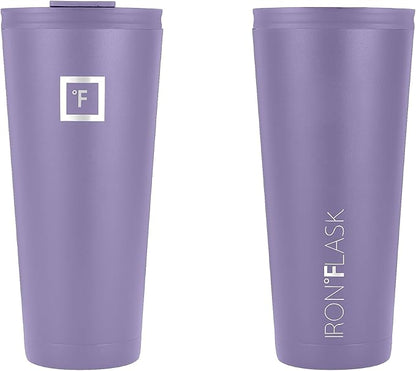 IRON °FLASK Classic Tumbler - Vacuum Insulated Stainless Steel Water Bottle, Double Walled, Drinking Cup, Insulated Travel Mug (Lavender, 32 oz Solid Lid)