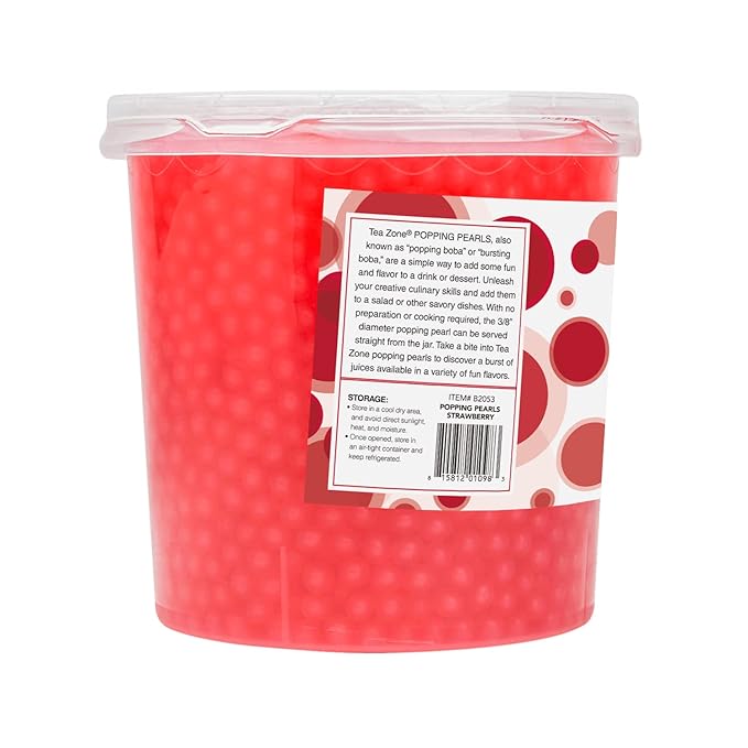 Tea Zone [7 Pounds] Strawberry Popping Pearls for Boba Tea Beverages, Sweets, Ice Cream Topping | B2053