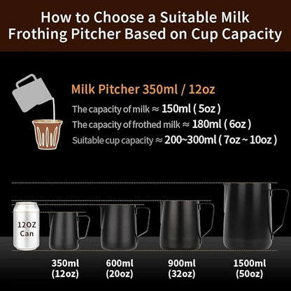 watchget Stainless Steel Milk Frothing Pitcher 12oz/350ml - Espresso Steaming Pitcher for Cappuccino, Latte Art, Coffee Machine Accessories Milk Jug Coffee Frother Cup, Rose Red