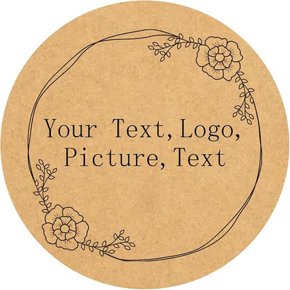 Custom Stickers Kraft Paper Labels Personalized Withe Text, Business Logo Customized Food Jars Labels Bakery Label Sticker Package Favor Canning Circle 100pcs (Style 13)