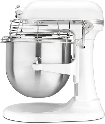 KitchenAid KSMC895WH 8-Quart Commercial Countertop Mixer with Bowl-Guard, 10-Speed, Gear-Driven, White