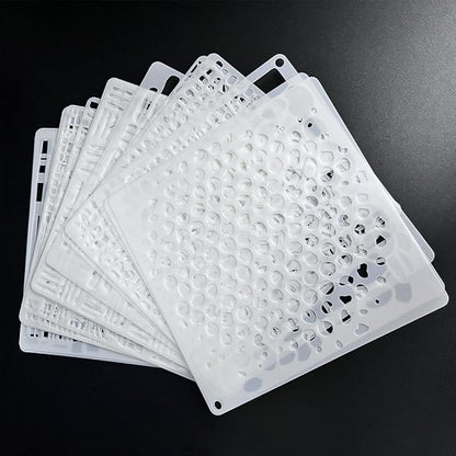 16Pcs Geometric Pattern Stencils for Crafts 6x6 Inch Brick Dot Layering Stencils for Painting on Wood Mixed Media Texture Stencil for Painting on Walls Furniture Fabric Canvas Card Making