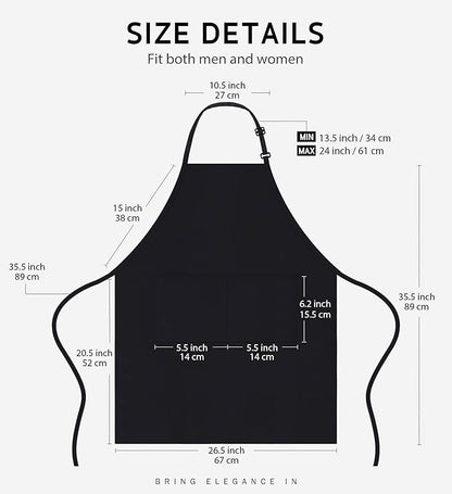 Syntus 12 Pack Bib Apron, Unisex Aprons Adjustable 100% Cotton with 2 Pockets Cooking Kitchen Aprons for Women Men Chef, BBQ Drawing Apron Bulk, Black