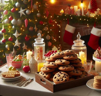 Christmas Gift Basket Chocolate Chip Cookie Gourmet Tin Fresh Bakery Treats | Individually Wrapped | Nut Free Soft Fudge Filled Large Cookie