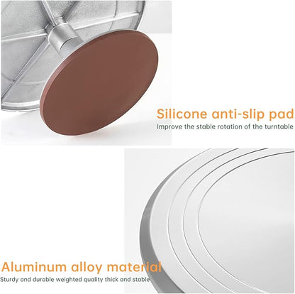 12 Inch Round Aluminum Tall Revolving Cake Decorating Stand,Cake Turntable, Rotating Cake Stand,Cake Spinner Turntable for Decorating,Cake Turntable for Decorating,Professional Cake Decorat Spin Kit