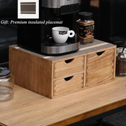 Capsules Coffee Storage Drawer for Pod K-cup Holder - Counter Organizer for Kitchen Utensil Storage - Wood Desktop Coffee Brewer Accessories Stand CF2D3C-LT