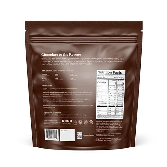 ProDough High Protein- Gluten Free Cupcake Mix, Low Carb, 13g of Protein per Cupcake, No Added Sugars, Keto Friendly, Makes 12, Healthy Dessert (Chocolate)