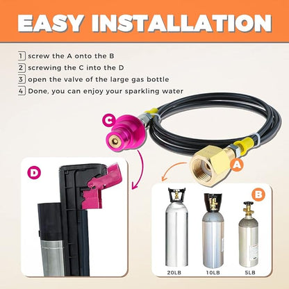 Upgrade Soda DUO Machine Co2 Adapter Hose, TEENGSE Co2 Adapter Quick Connector Hose Compatible with Terra Series