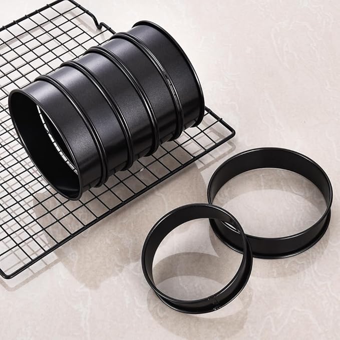12Pieces Crumpet Rings Nonstick English Muffin Rings, 3.15 Inch Stainless Steel Double Rolled Metal Baking Tart Ring Molds for cookies, pastries
