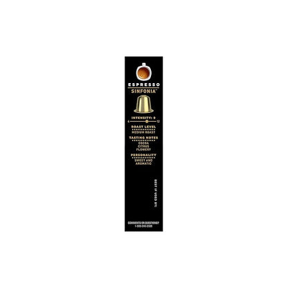 Segafredo Zanetti Espresso Capsules – Aluminum Pods for Nespresso Original Machines – Medium Roast Premium Espresso with a Sweet Aroma – Subtle, Intensity 9 – Sinfonia, 10 Count