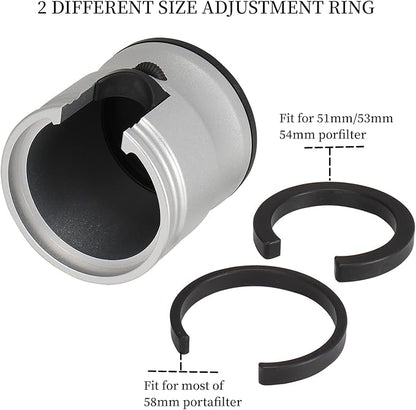 Espresso Tamping Station, Coffee Portafilter Holder, Aluminum Alloy Stand Fit for Most 51mm, 53mm, 54mm and 58mm Portafilter (Round,Silver)
