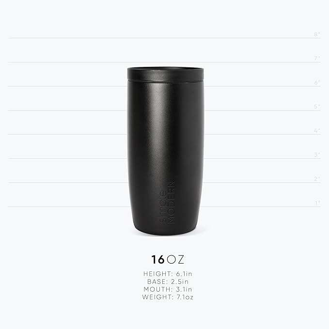 Simple Modern Travel Coffee Mug Tumbler with 360° Lid | Ceramic-Lined Insulated Stainless Steel Cold Brew Iced Coffee Cup Thermos | Gifts for Women Men Her Him | Voyager Signature | 16oz | Blue Dune
