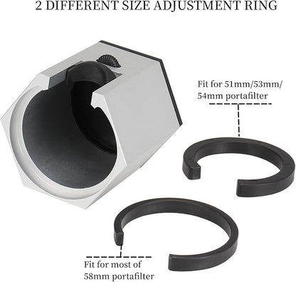 Espresso Tamping Station, Coffee Portafilter Holder, Aluminum Alloy Stand for Most 51mm, 53mm, 54mm, 58mm Coffee Portafilter (Hexagon,Silver)