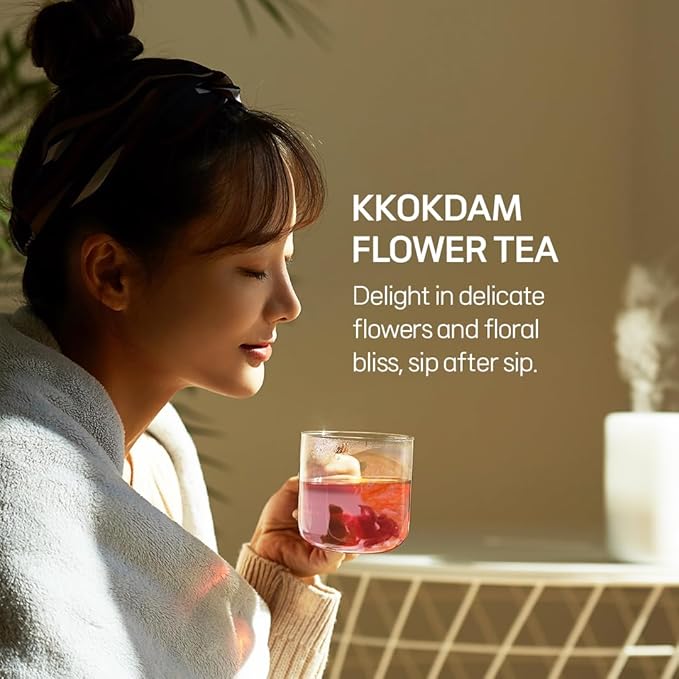 KKOKDAM Tea Gift Set - Chrysanthemum Blooming Tea Flowers - Fancy Korean Gifts For Teas Lovers - 5 Premium Flower Sticks