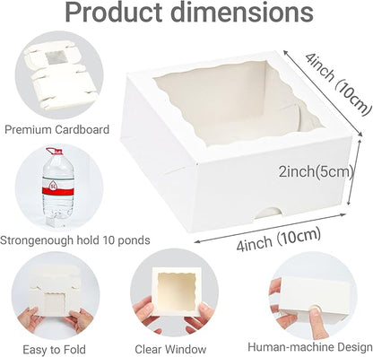 40 Pack White Bakery Boxes 4x4x2 Inches Cookies Boxes Mini Bundt Cake Boxes Pie Boxes Cinnamon Roll Treat Boxes Chocolate Truffle Boxes Party Wedding Favor