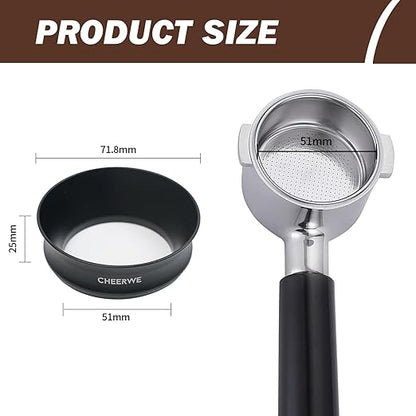 51mm Magnetic Espresso Dosing Funnel, Espresso Coffee Dosing Ring, 25mm Anodized Aluminum Dosing Funnel with 8 Magnets Compatible with 51mm Portafilter