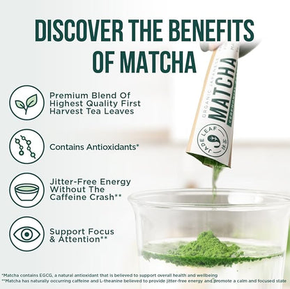 Jade Leaf Matcha Organic Premium Ceremonial Grade Matcha Green Tea Powder - Japanese - Culinary, Ingredient, Ceremonial Barista Teahouse, Latte, Collagen, 0.04 Ounce (Pack of 30), Ceremonial Matcha