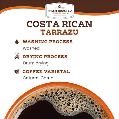 Fresh Roasted Coffee, 100% Costa Rican Tarrazu, 5 lb (80 oz), Medium Roast, Kosher, Whole Bean