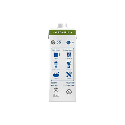 MALK Shelf Stable Organic Unsweetened Almond Milk - 32 Fl oz - Non GMO - Gum Free, No Fillers, Oil Free