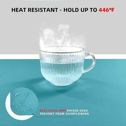 KVK Silicone Mat for Kitchen Counter with Raised Edge 43.3×25.6in - Extra Large Silicone Mat Heat Resistant Non Slip - Universal Painting Craft Resin Mat Countertop Protector, Pastel Blue