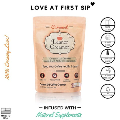 Leaner Creamer Coconut Creamer with Superfood Ingredients – Non-Dairy, Sugar-Free, Keto, Gluten-Free Powdered Coffee Creamer – Variety Pack – 4 Flavors – 280g Each