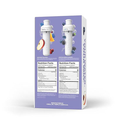 Cirkul 32oz. Matte Periwinkle Stainless Steel Water Bottle Starter Kit with Purple Lid, 2 Flavor Cartridges (1 LifeSip Blackberry Blueberry, 1 GoSip Berry Blue Punch) No Sugar, Zero Calorie Drink Mix