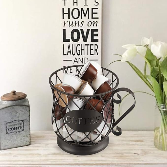 TreeLen Coffee K Cup Holder, K Pod Storage Organizer, Keurig Cup Holder for Countertops, Kcup Holders for 35 K cups – Matte Bronze