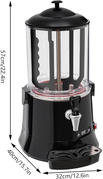 10L Commercial Hot Chocolate Machine Maker,110V Hot Chocolate Melting Machine,Temperature Adjustable Hot Beverage Warmer Dispenser for Chocolate Coffee Milktea (Black)